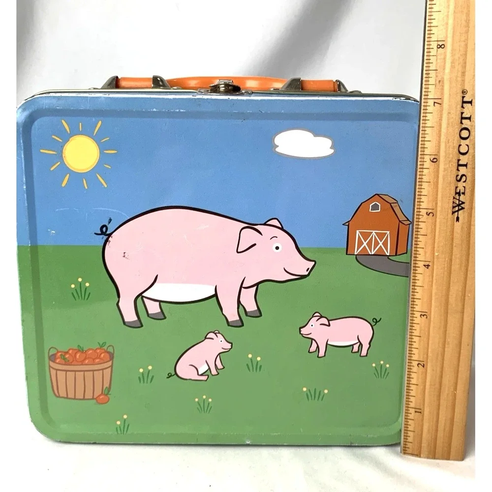 Jack Rabbit Creations Metal Lunch Box Farm Theme Pig Sheep Barn